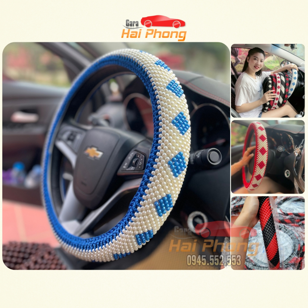 Bọc vô lăng hạt cườm cho xe tải, bọc size 38cm - 40cm - 42cm - 45cm , chống mồ hôi tay, chống trơn trượt