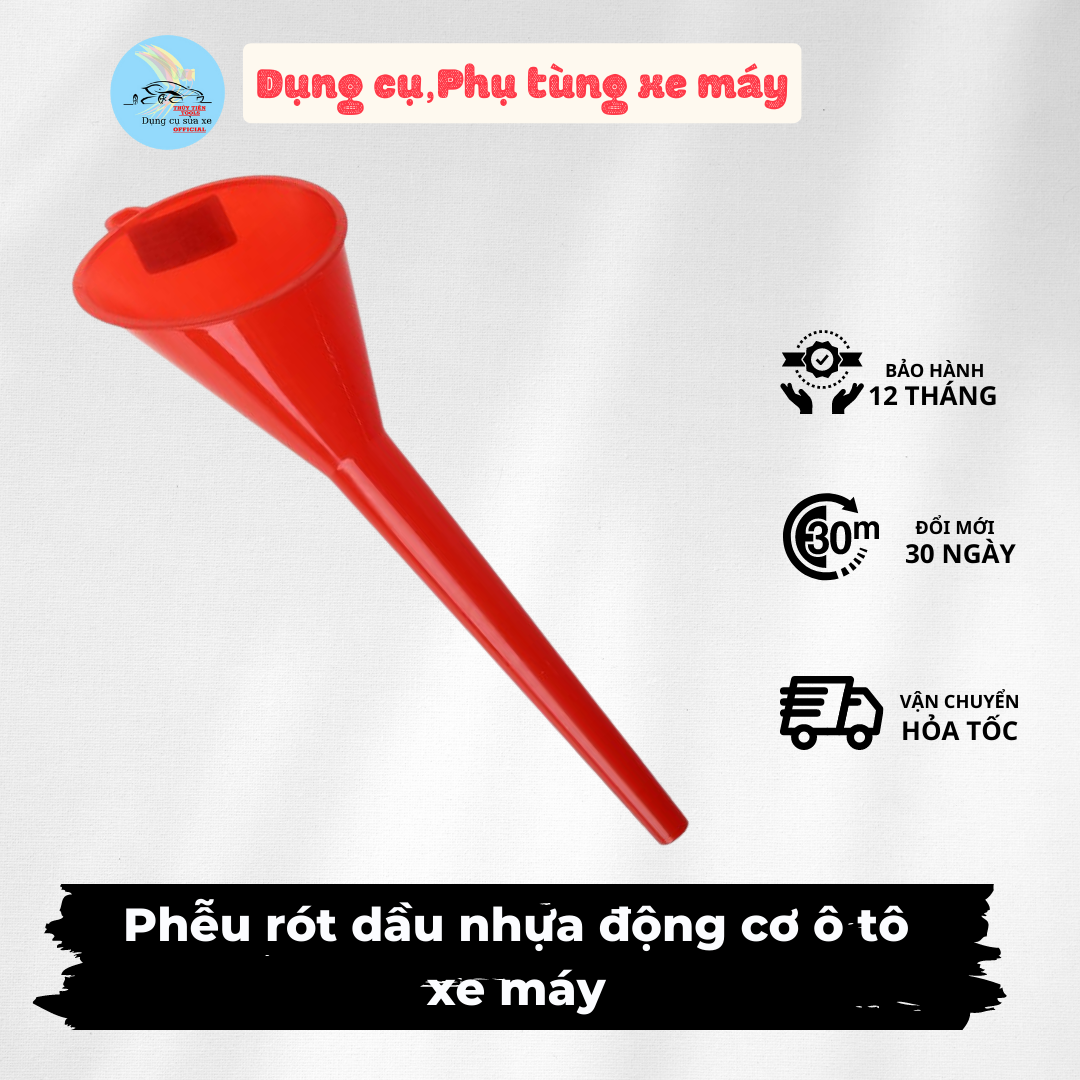 Phễu Rót Dầu Nhựa Động Cơ Ô Tô Xe Máy Cổ Dài Màu Đỏ Cao Cấp