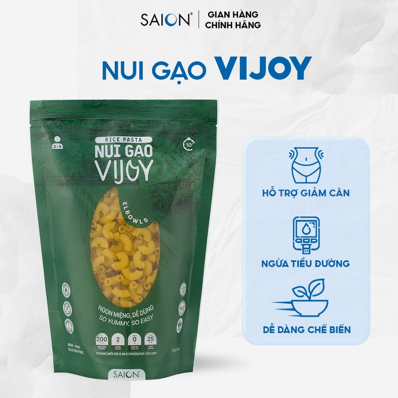 Nui gạo ống ngắn vijoy healthy dinh dưỡng túi 227g