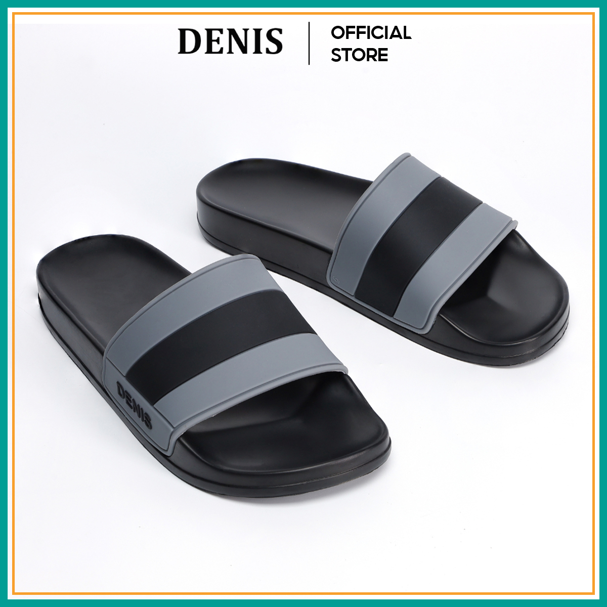 Dép quai ngang denis unisex slipper đế pu đen cao cấp sp07