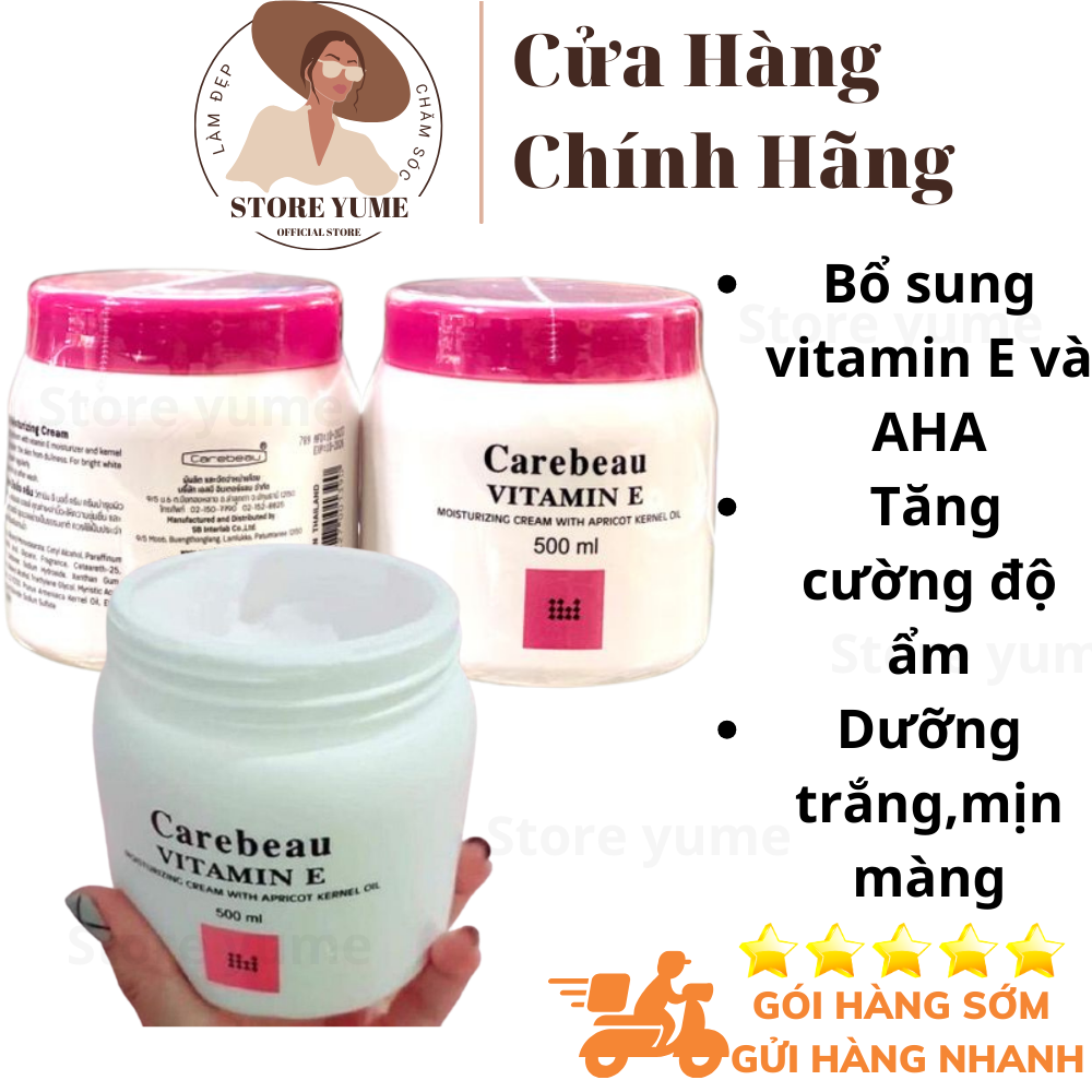Kem Dưỡng Thể Body Carebeau Vitamin E 500ml, dưỡng trắng,cung cấp đủ độ ẩm cho da -Kem dưỡng da toàn thân Vitamin E Thái Lan