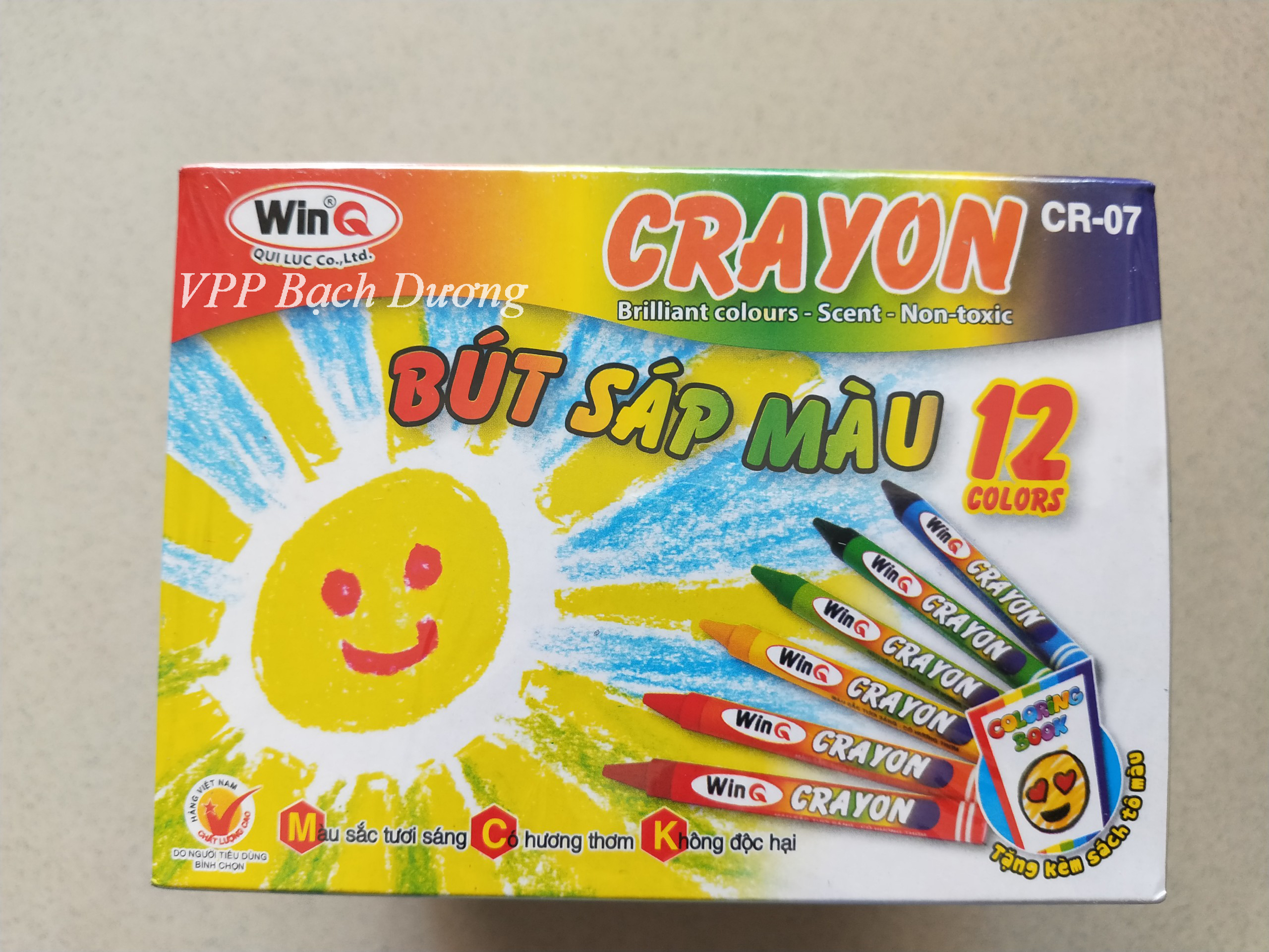 Bút sáp màu winq 12 màu - 10 hộp/lốc