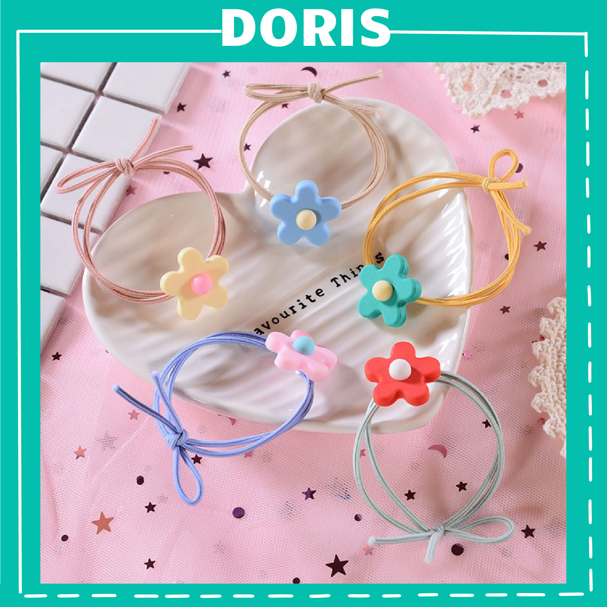 Dây thun cột tóc hoa 5 cánh - ảnh thật - doris house