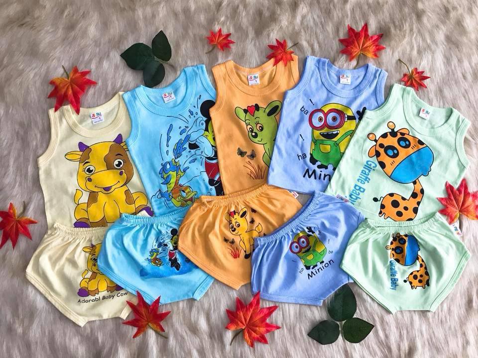 COMBO 5 bộ quần áo thun cotton Susu | Mẫu Sát Nách Màu Nhạt| Size 1 -5 cho bé trai 5-15 kg| Chất vải thun cotton 100% dày dặn , đẹp, mềm | Đồ bộ bé trai | Quần áo trẻ em | Quần áo bé trai | Hàng Việt Nam