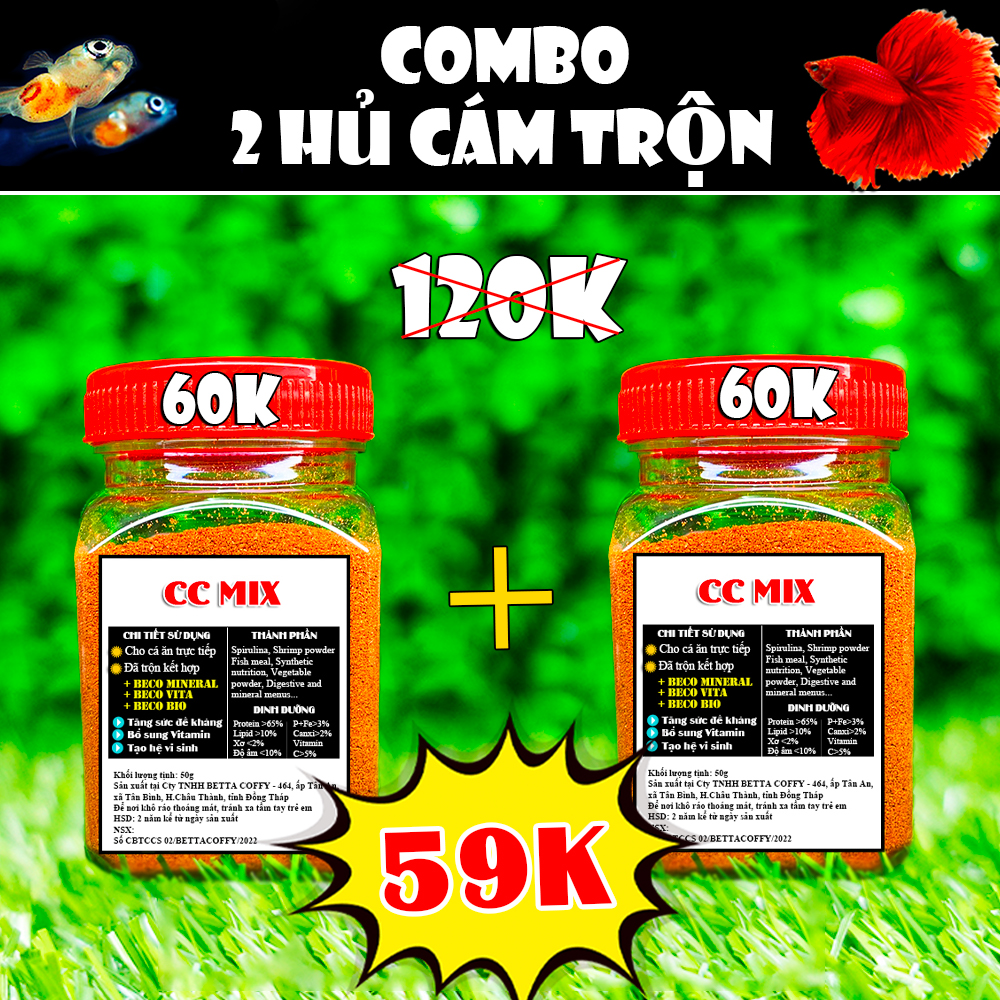 Cám trộn cc mix + artemia sấy khô - thức ăn cao cấp cho cá