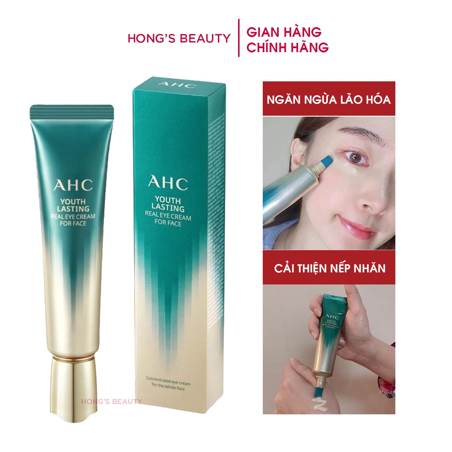 Kem Dưỡng Mắt Chống Lão Hóa Làm Sáng Và Săn Chắc Da AHC Youth Lasting Real Eye Cream For Face 30ml - HONG'S BEAUTY