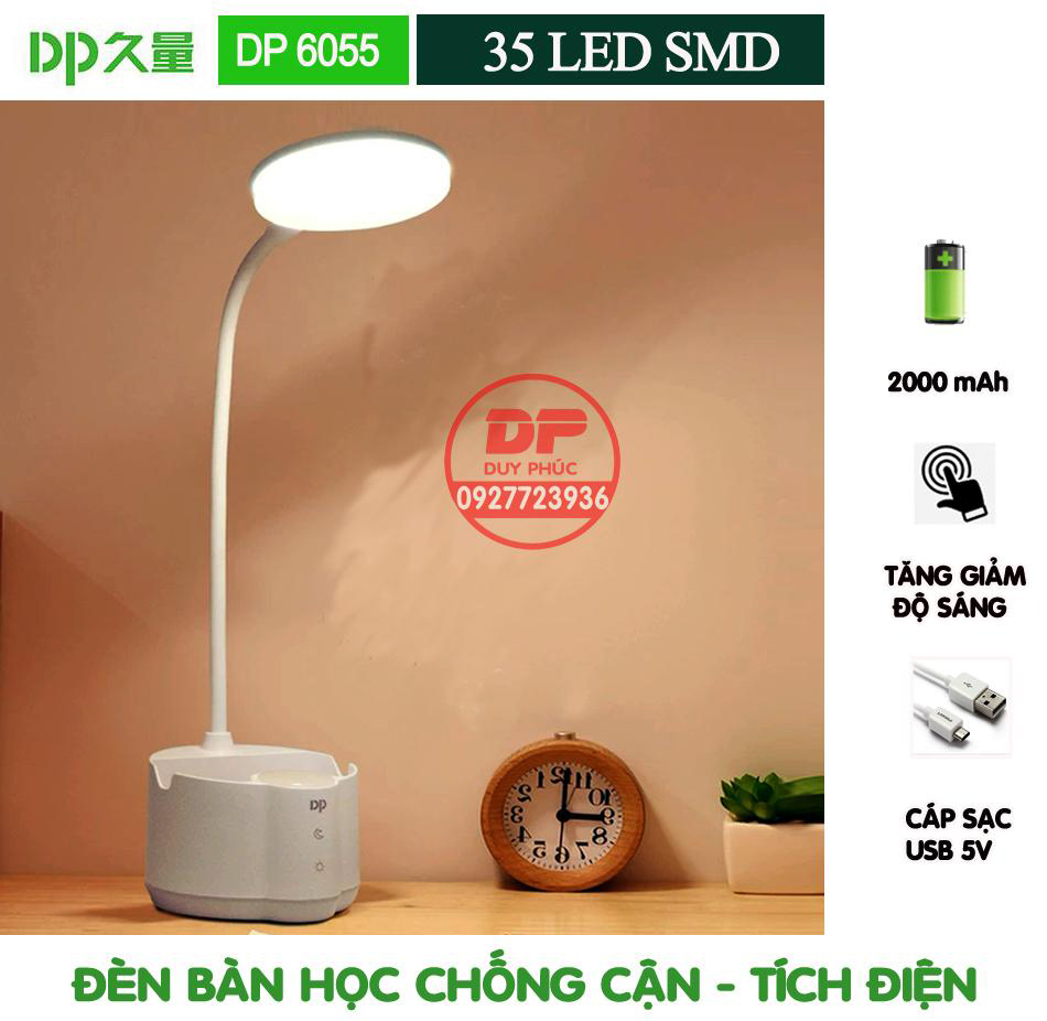 ĐÈN BÀN HỌC LED SẠC TÍCH ĐIỆN DP-6055 VÀ DP-6056 – ÁNH SÁNG TRẮNG DỊU CHỐNG CẬN