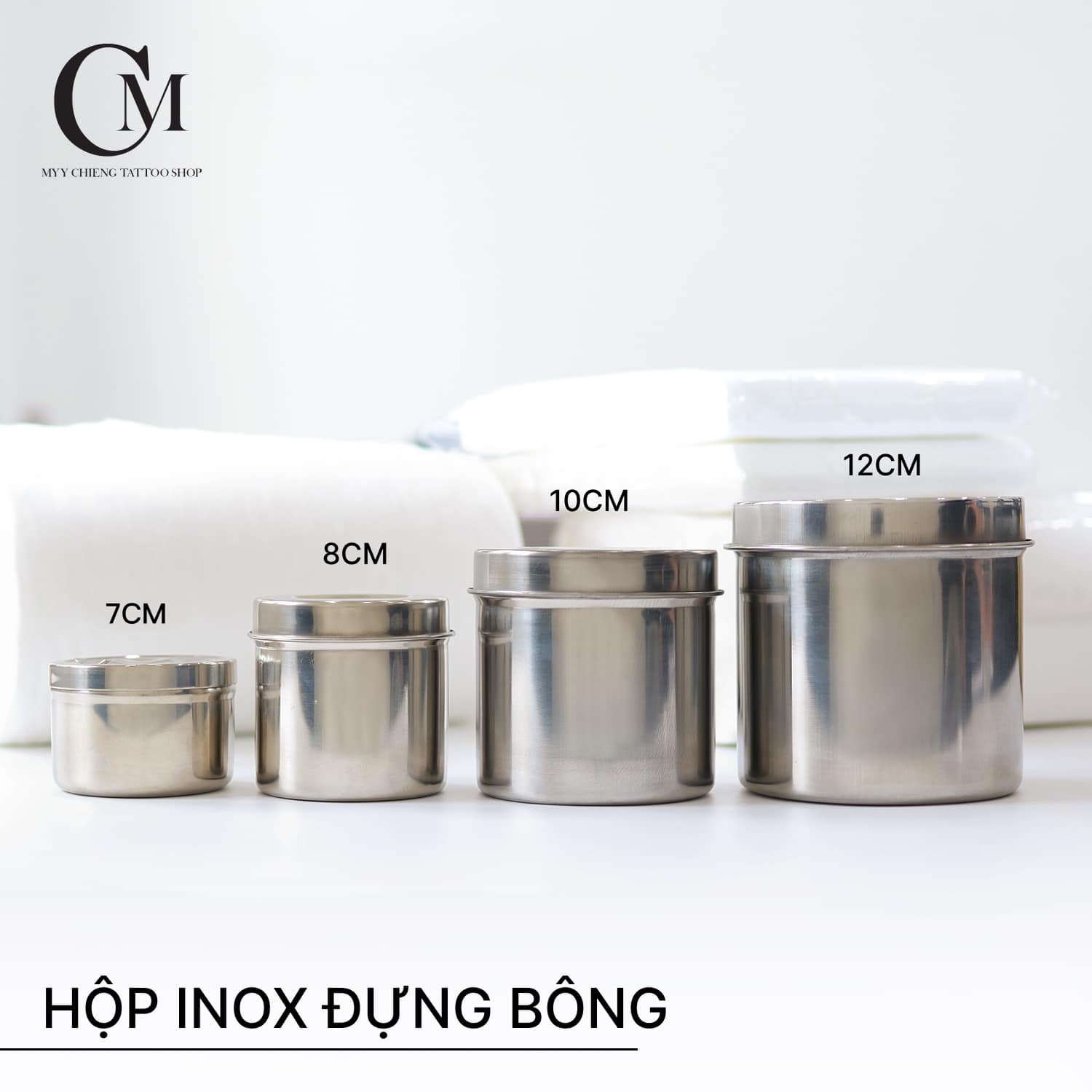 Hủ inox đựng bông dùng trong y tế, spa...