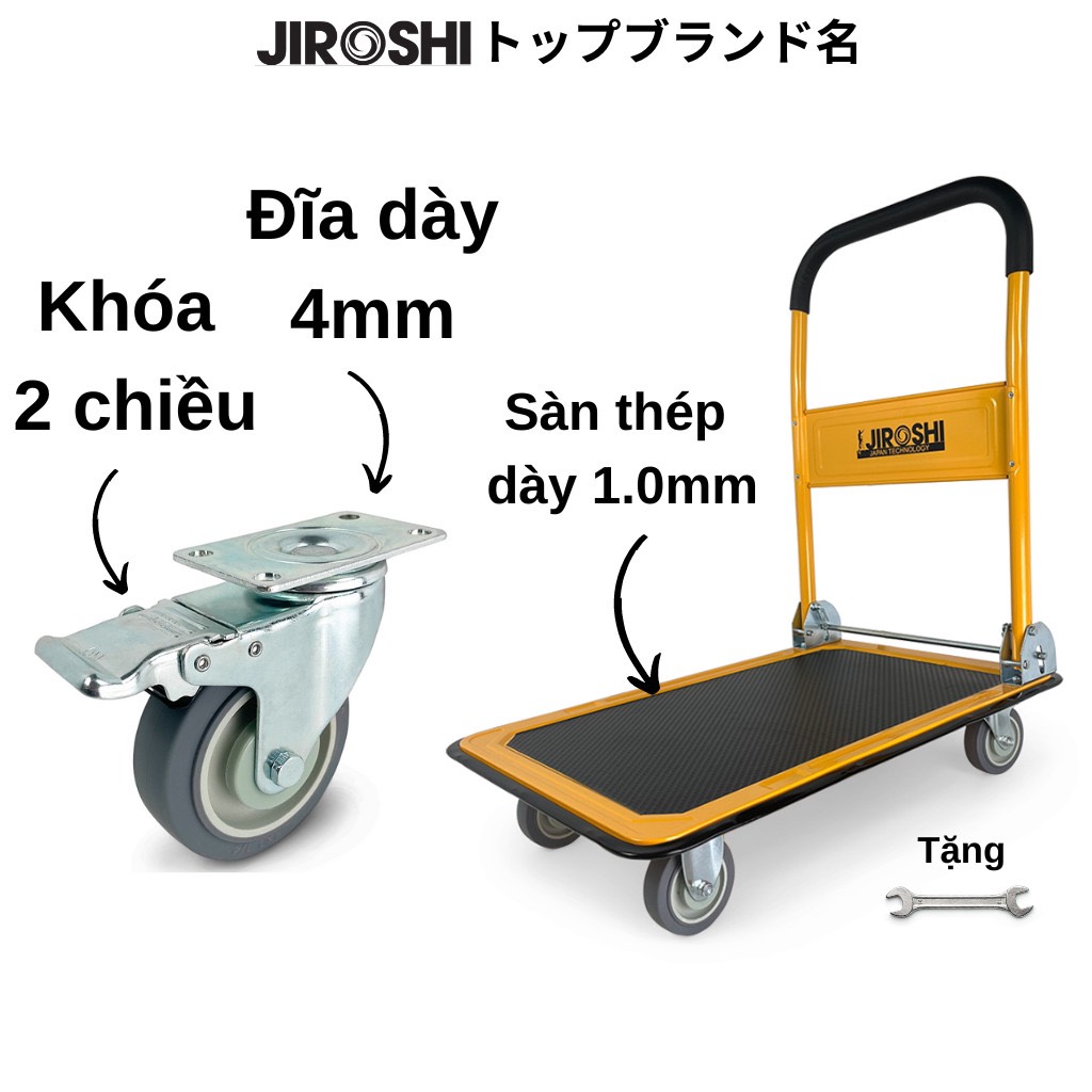 Xe đẩy hàng gấp gọn 300kg Jiroshi Sàn Xe Lớn Gấp Gọn - Xe Kéo Hàng Gấp Gọn -  Xe Đẩy Hàng Tay