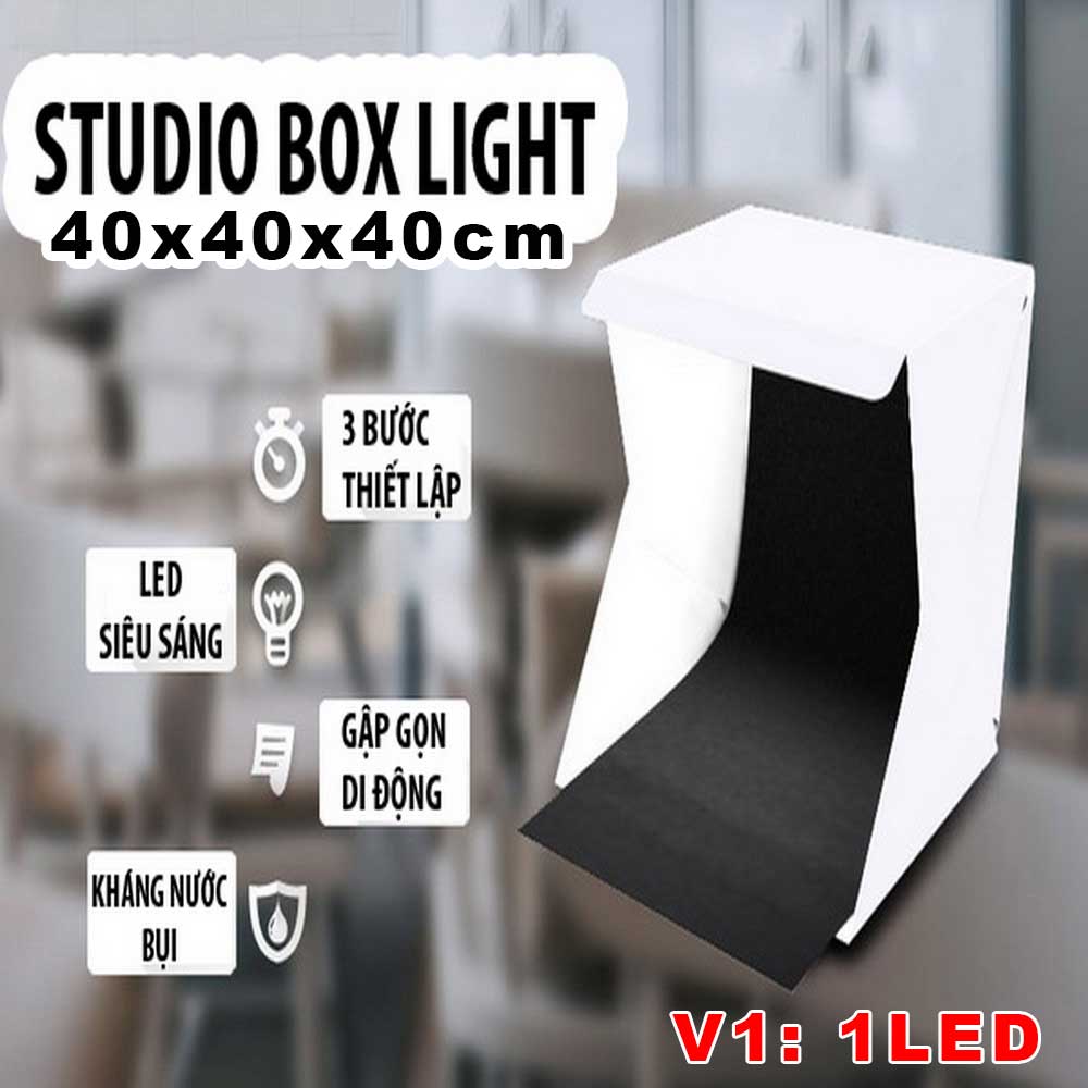 Hộp Chụp Sản Phẩm Box Studio Mini Loại Nút Bấm Chắc Chắn Kích Thước 40x40x40cm Đèn LED Siêu Sáng
