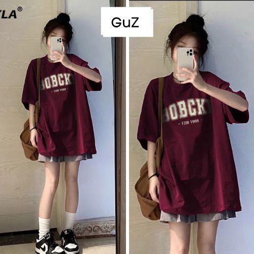 Áo thun basic in BOBCKR cộc tay dáng rộng chất cotton tàu phong cách hàn quốc GUZ