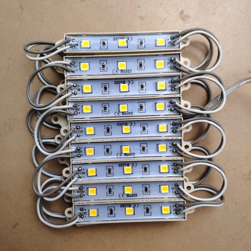 Đèn LED 3 mắt samsung, phủ silicon chống nước, 12V, vỉ 20 thanh.