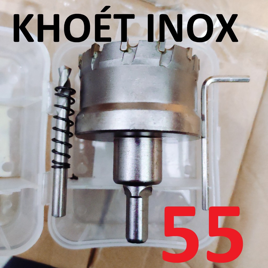 Mũi khoét inox 55 , sắt đầu hợp kim công nghệ Đức Loại 1, mũi khoét kim loại 55mm