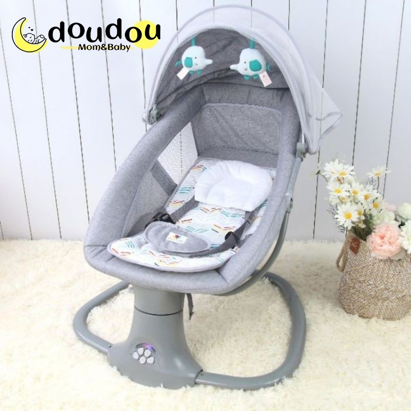Nôi điện tự động cho bé Nôi điện cho bé sơ sinh ghế rung cho bé có điều khiển từ xa Ghế Ru Ngủ Thông Minh ru ngủ thông minh có nhạc trắng
