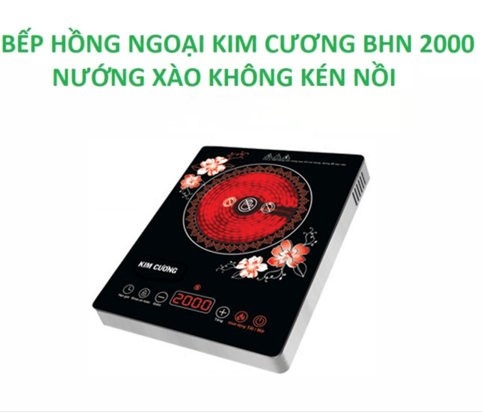 [ BẾP HỒNG NGOẠI INOX BHN-2000 KIM CƯƠNG ] Được Nhiều Bà Nội Trợ Lựa Chọn, Mặt Bếp Là Thủy Tinh Chịu Nhiệt Siêu Bền, Dễ Lau Chùi, Bạn Có Thể Nướng Thực Phẩm Trực Tiếp Trên Mặt Bếp. Đặc Biệt Là Không Kén Nồi