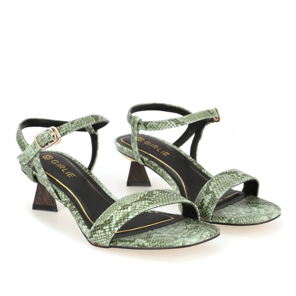 Giày sandals cao gót quai ngang Girlie S21030 màu xanh