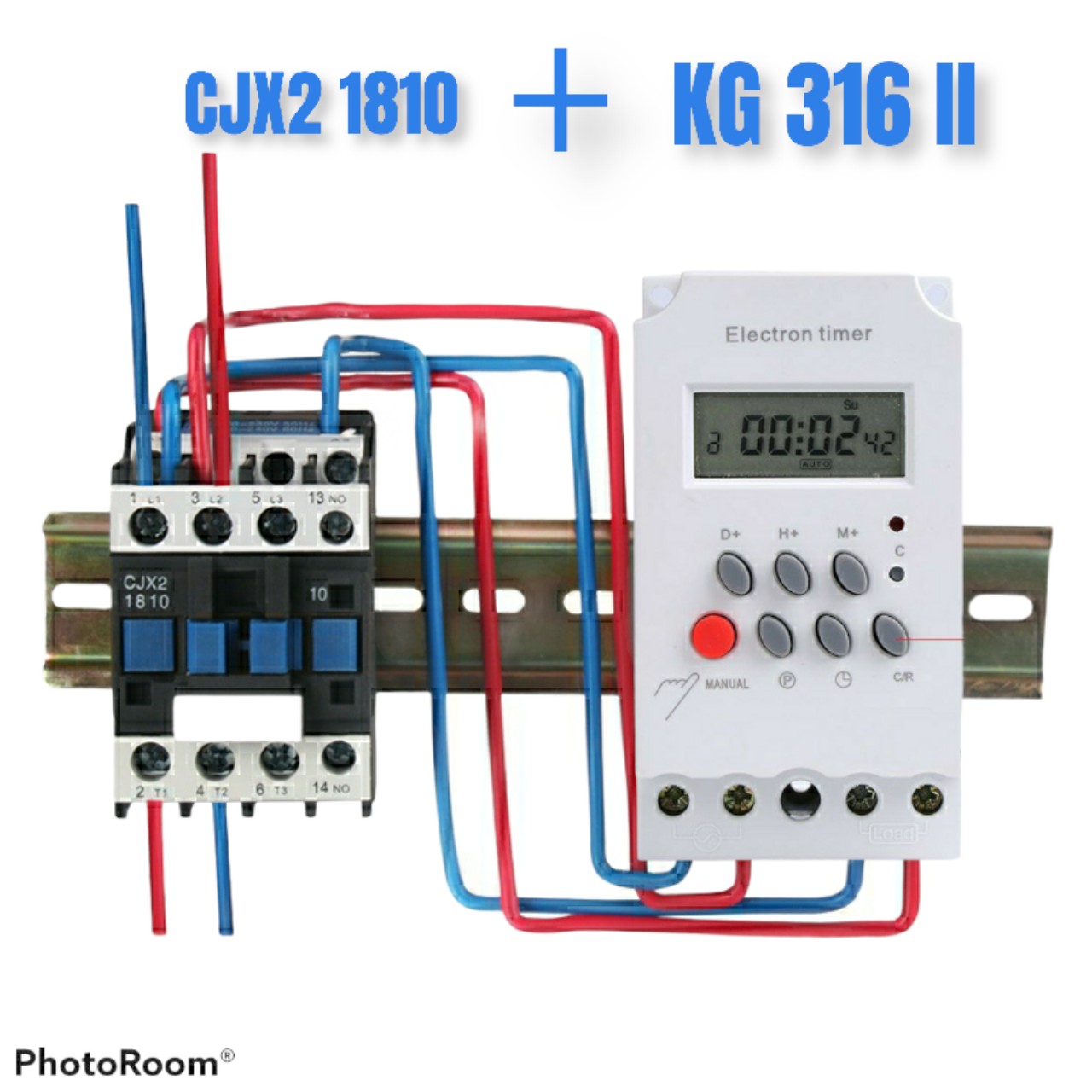 Combo Công tắc hẹn giờ thông minh KG316T-II tắt mở tự động chuẩn công nghiệp 25A và khởi động từ JD 1810