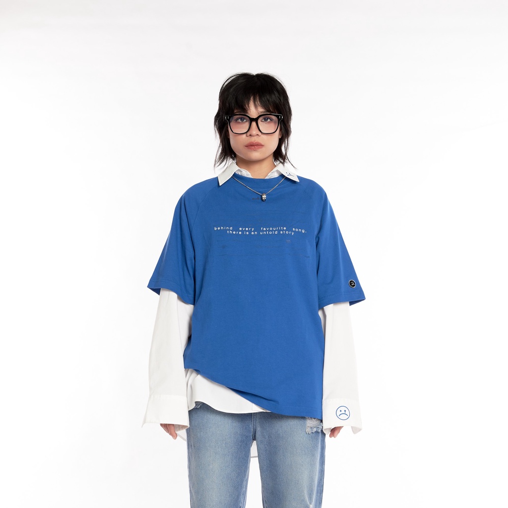 Áo thun sadboiz muzik 'untold story' black cobalt blue