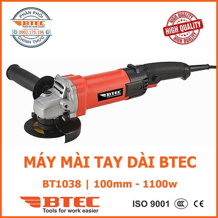 Máy mài 100mm btec 1100w
