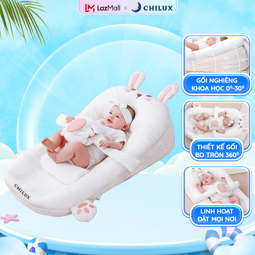  Gối chống trào ngược thỏ hồng Chilux - 3 nấc nghiêng gối nằm giảm nôn trớ trào ngược dạ dày 