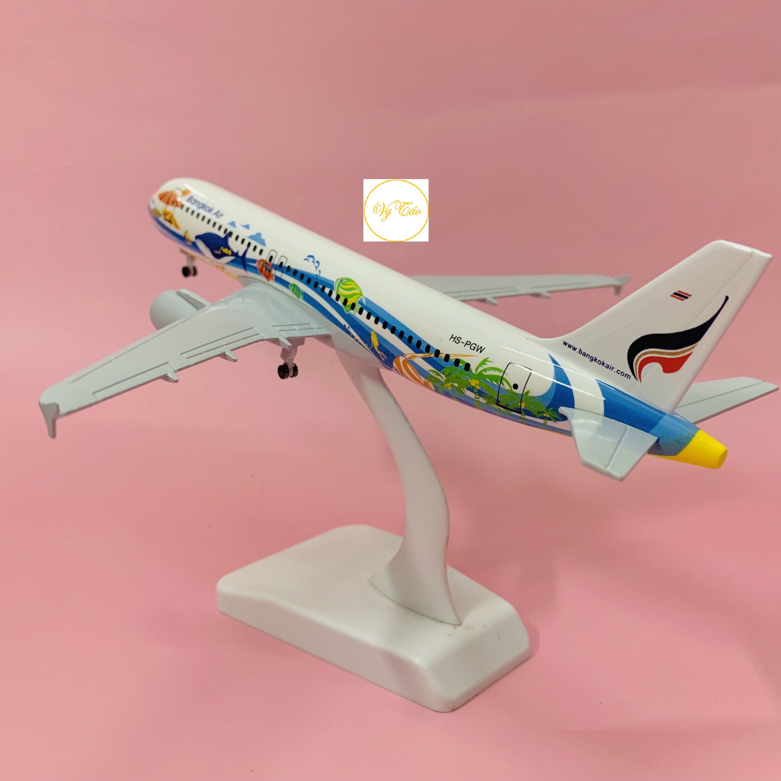 MÔ HÌNH MÁY BAY 20CM BANGKOK AIR A320 AIRBUS CAO CẤP CÓ BÁNH XE TỈ LỆ