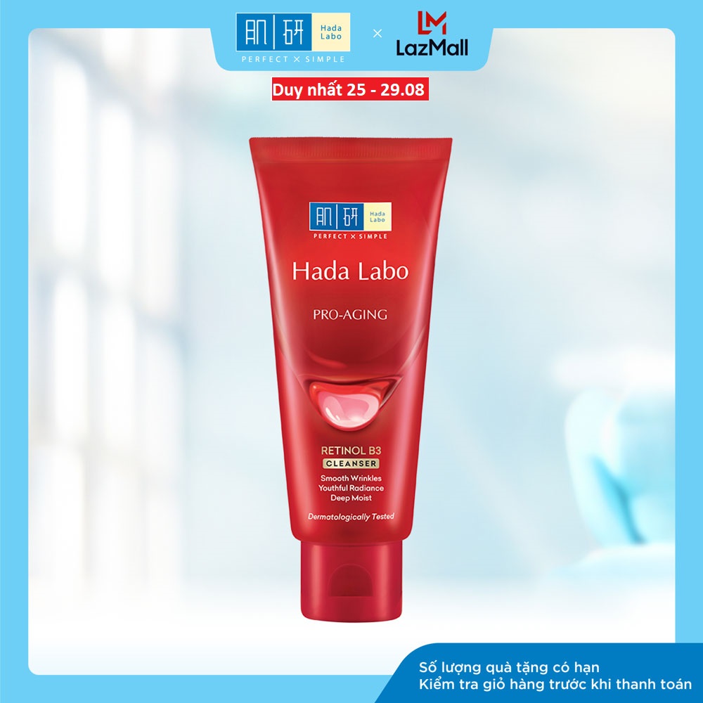 Sữa rửa mặt cải thiện dấu hiệu lão hóa dạng kem Hada Labo Pro-Aging Retinol B3 Cleanser 80g