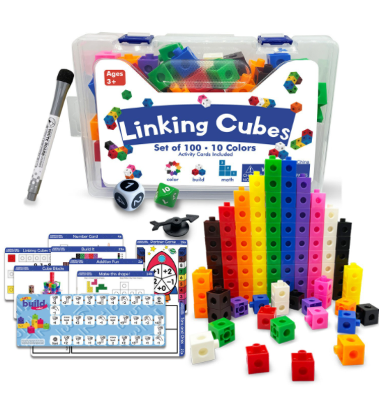 Bộ học toán và xếp hình sáng tạo NUMBER BLOCK Linking Cubes 100 khối cho bé