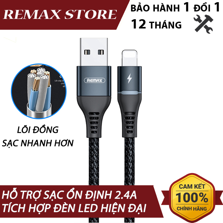 Cáp sạc tự ngắt Remax RC-152i cổng Lightning cho iPhone
