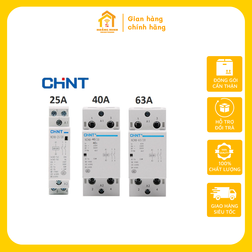Khởi động từ 1 pha 220v chint 25a 40a 63a