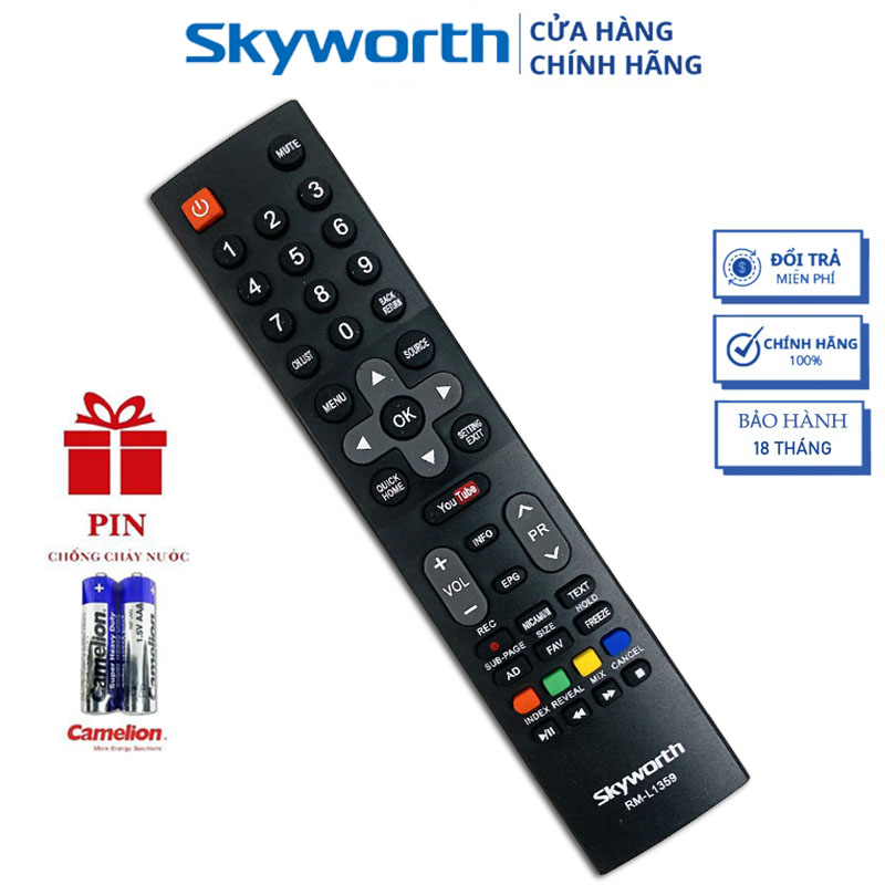 Điều khiển tv skyworth chính hãng tặng pin sử dụng cho smart tv skyworth