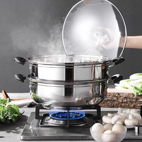 Nồi hấp 2 tầng đa năng steam pot - nồi cao cấp có xửng hấp inox dày dặn bền đẹp - nồi 2 tầng đa năng