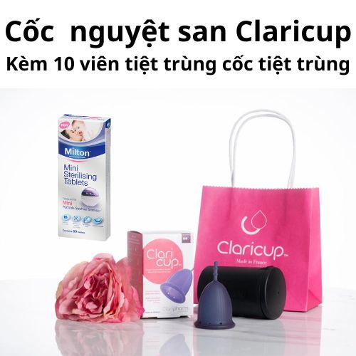 Cốc nguyệt san Claricup Pháp loại kháng khuẩn TẶNG 10 viên tiệt trùng Cốc tiệt trùng