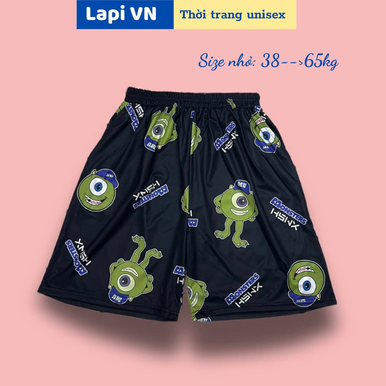 [CÓ SIZE 38-65KG]Quần monter 1 mắt - Quần Short Mặc Nhà Unisex In Hoạt hình   -Lapi VN ,FREESIZE Nam Nữ Đều Mặc Được, Thun Thể Thao Thoáng Mát