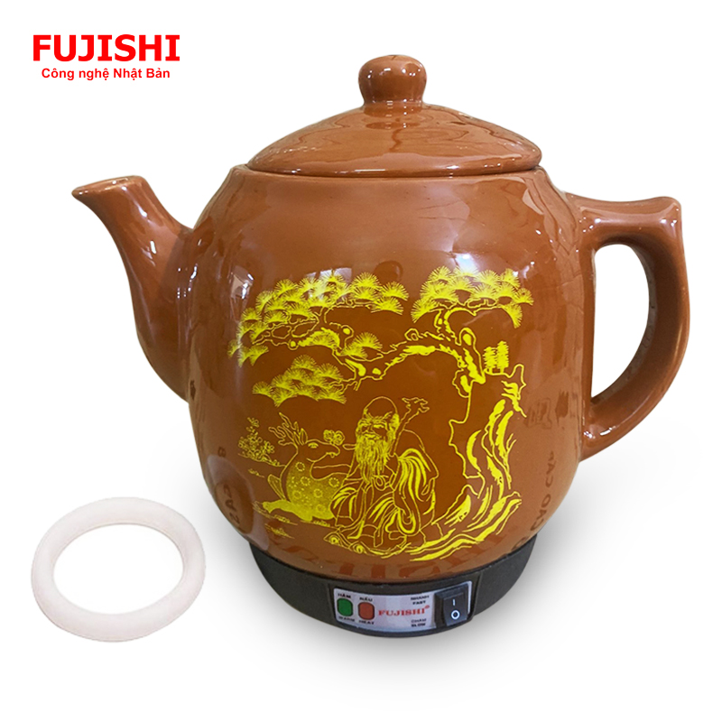  Siêu sắc thuốc Gốm sứ Bát Tràng Fujishi 3.2 lít HK-066  -   HỎA TỐC   - Ấm thuốc điện nấu tự động ngắt - NÂU ĐẤT 
