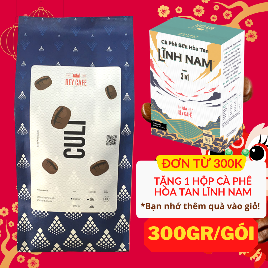 300gr Cà phê Culi rang bơ nguyên chất - Pha Phin - Thương hiệu Rey Cafe