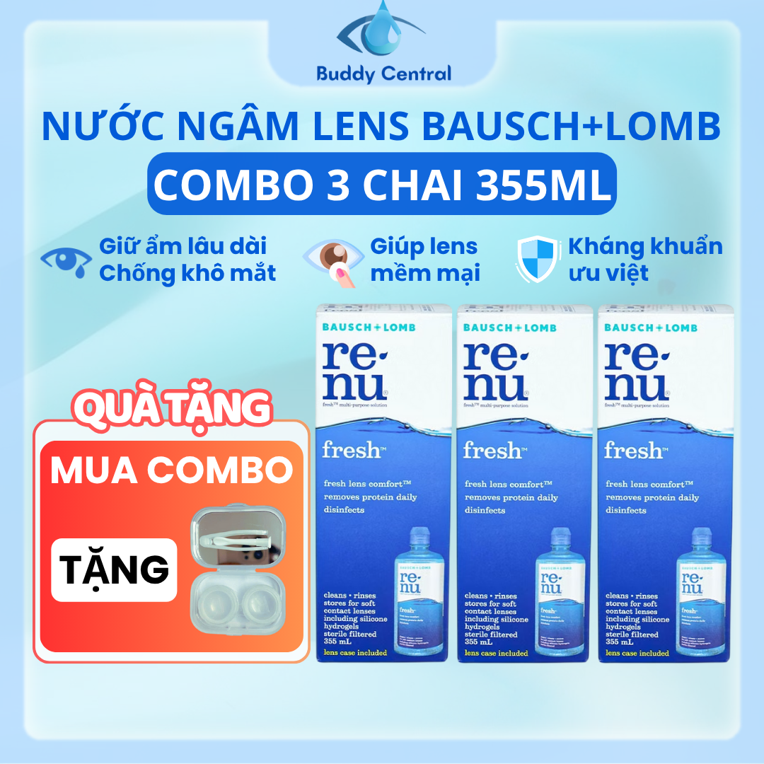 Combo 3 Nước ngâm lens Renu Fresh Bausch & Lomb size 355ml - Buddy Central