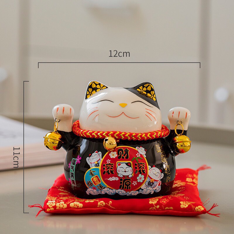 Mèo thần tài - mèo may mắn bằng sứ đựng tiền tiết kiệm 12×9×10cm