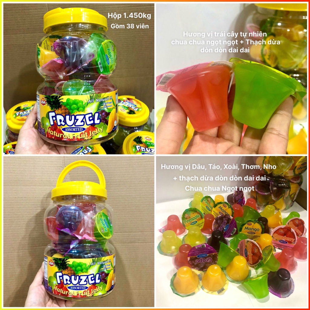 Thạch Rau câu trái cây tự nhiên Fruzel Jelly 1,45kg