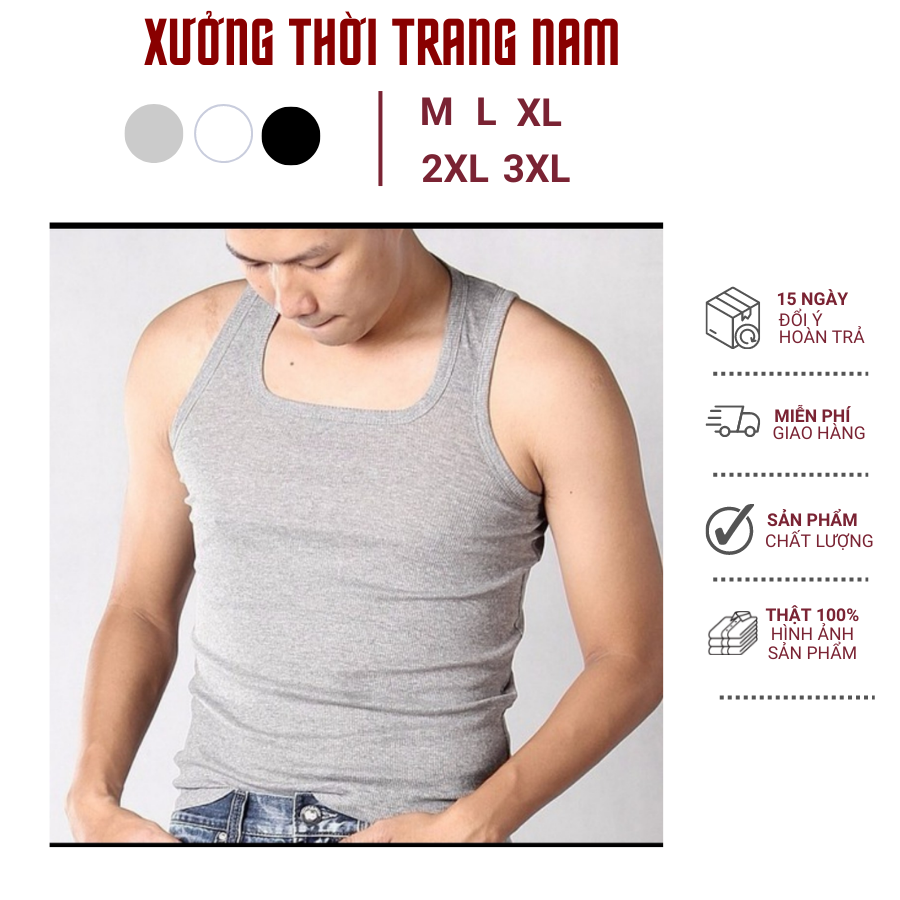 HCM ÁO THUN BODY 3 LỖ NAM CỔ VUÔNG from ôm dáng chuẩn GYM giá sĩ 3L002