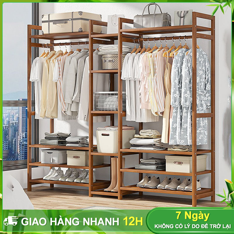 BOHO Kệ Treo Quần Áo Tre Giá Treo Quần Áo Chữ Tầng Chống Mối Mọt Chịu Tải Tốt