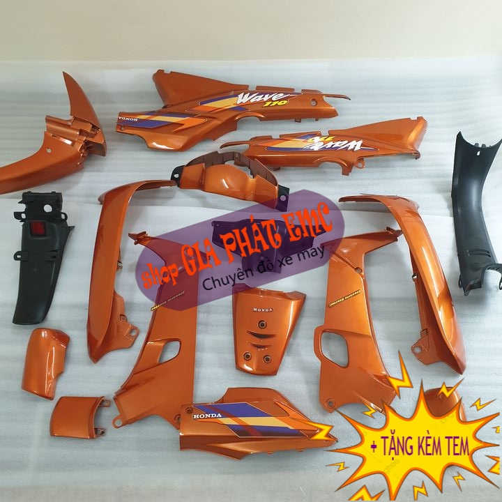 Dàn áo [TẶNG KÈM TEM] màu CAM ,xe Wave Thái - Wave zx - Wave alpha, cao cấp - bền đẹp