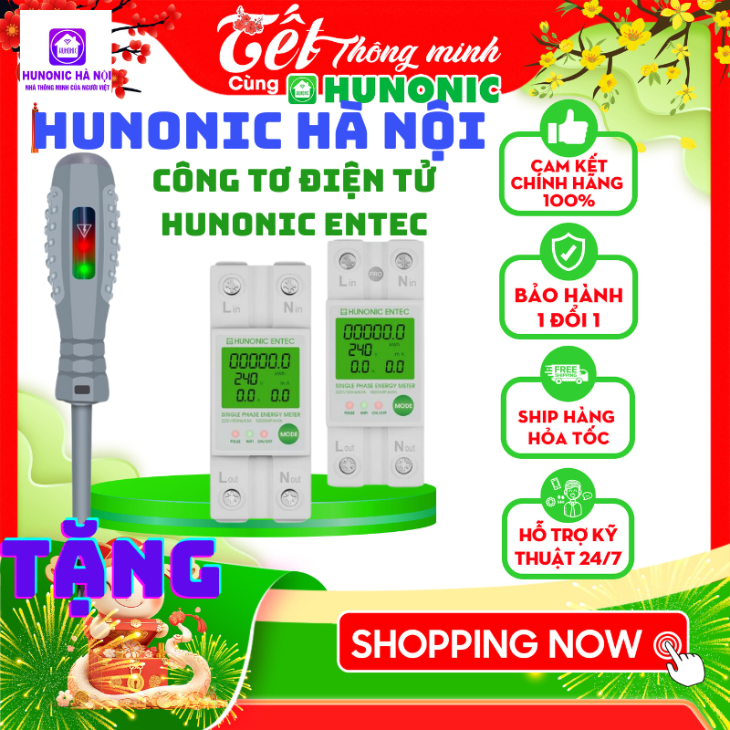 Công Tơ Điện Hunonic Entec - Giải Pháp Tiết Kiệm Năng Lượng Thông Minh Điều Khiển Từ Xa Chống Giật