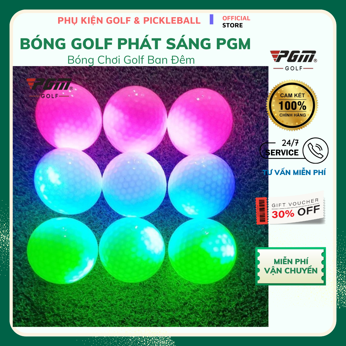 BÓNG GOLF PHÁT SÁNG PGM ( thời gian sáng 8 phút và giá 50k là cho 1 quả bóng )