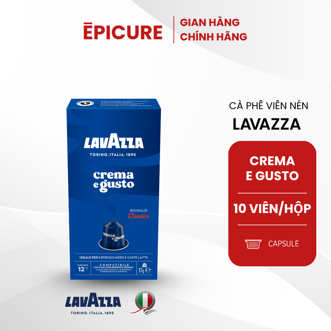 Cà phê viên nén LAVAZZA Crema e Gusto Classico, đóng hộp 10 viên/hộp