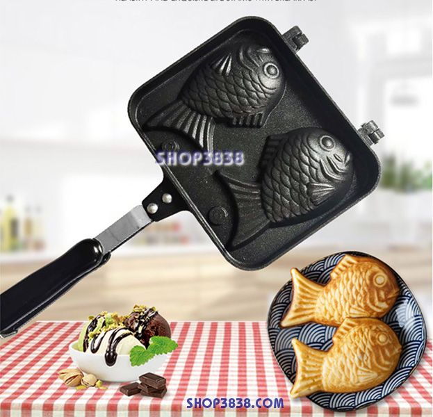 Khuôn Làm Bánh Cá Nhật Chống Dính Taiyaki 2 Bánh Hàng Đẹp Dragon