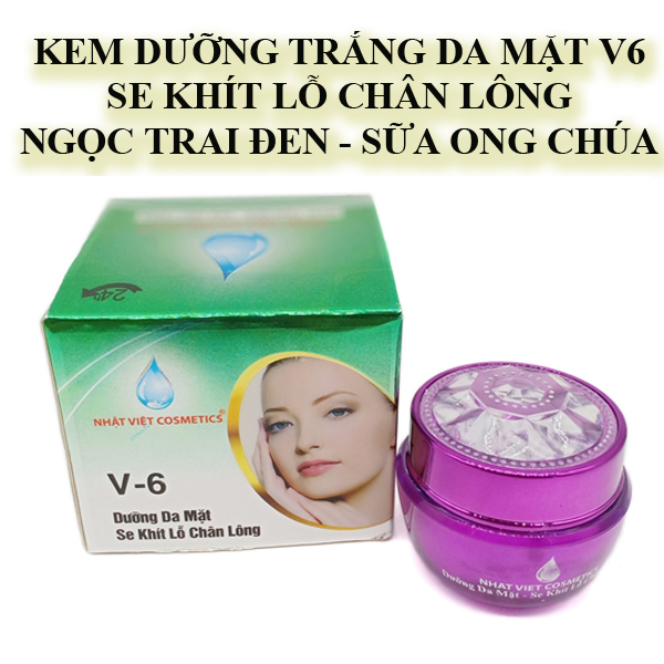 Kem dưỡng trắng da mặt se khít lỗ chân lông V6 Nhật Việt Ngọc Trai Đen Sữa