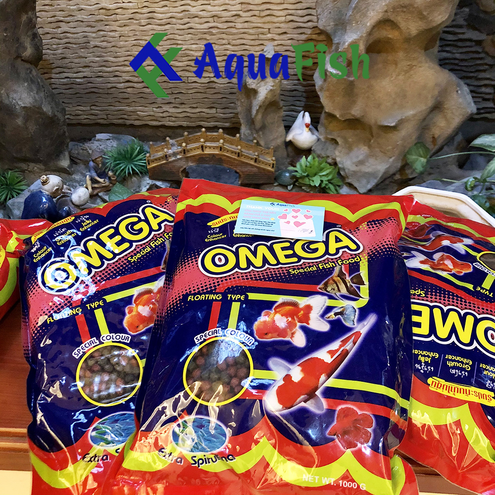 Combo 3 gói thức ăn cho cá Omega 1kg giúp cá koi nhanh lớn, lên màu sắc đẹp (bổ sung thêm tảo xoắn Spirulina)