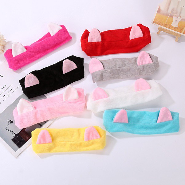 Băng đô nhung tai mèo rửa mặt cat ears
