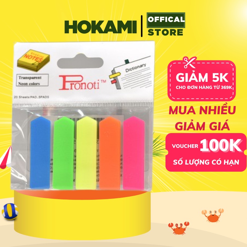 Note - phân trang nilon pronoti 45502 - 5 màu -1 tệp - 100 tờ - văn phòng phẩm - hokami store