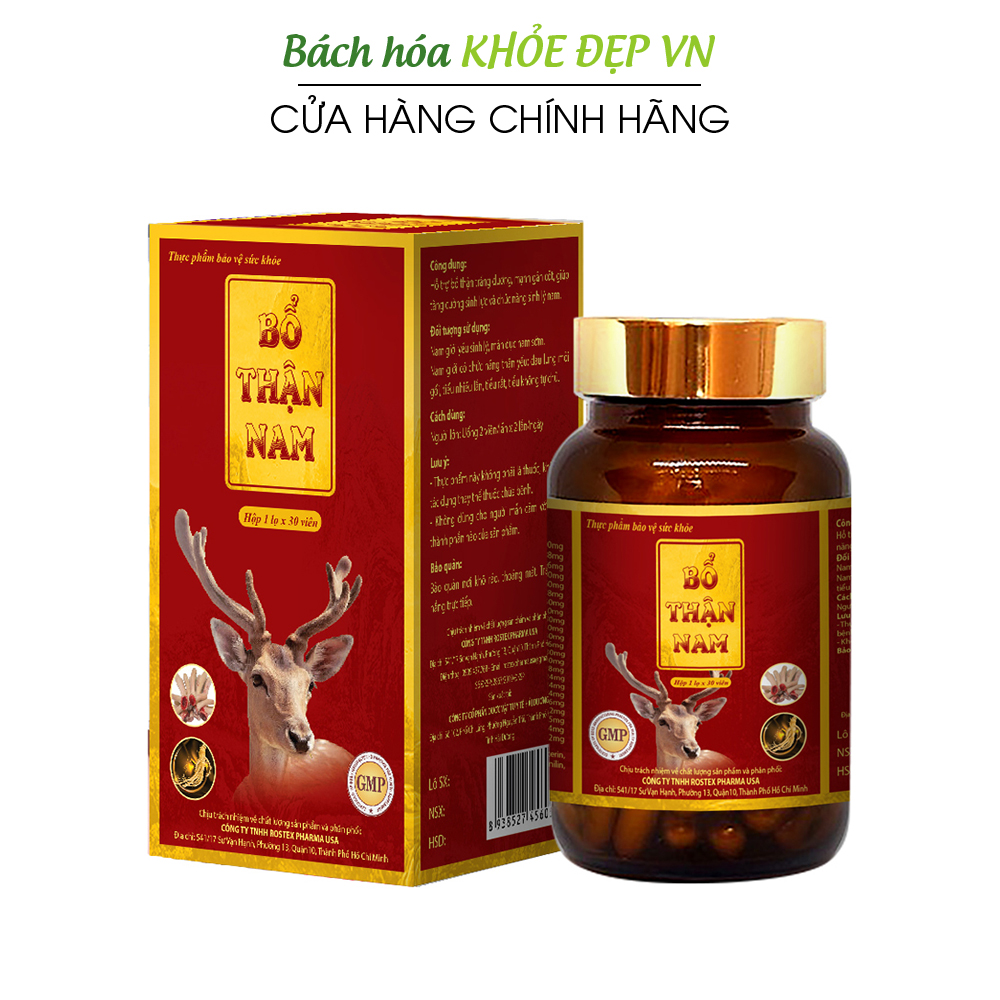 Viên uống Bổ Thận Nam tăng cường sinh lý nam, bổ thận, tráng dương - Hộp 30 viên thành phần thảo dược